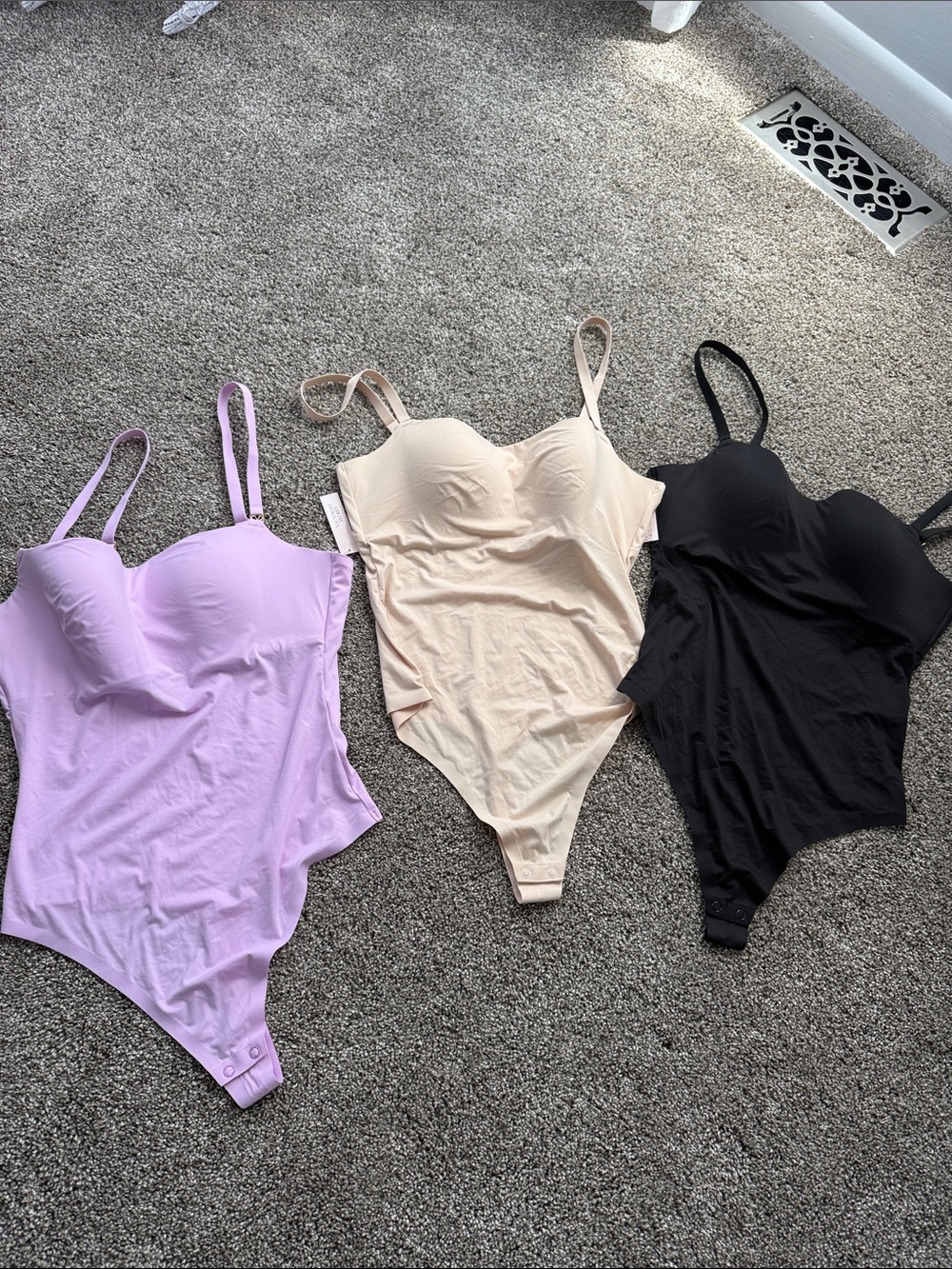 Victoria's Secret Seamless Bodysuits in Lilac, Nude & Black